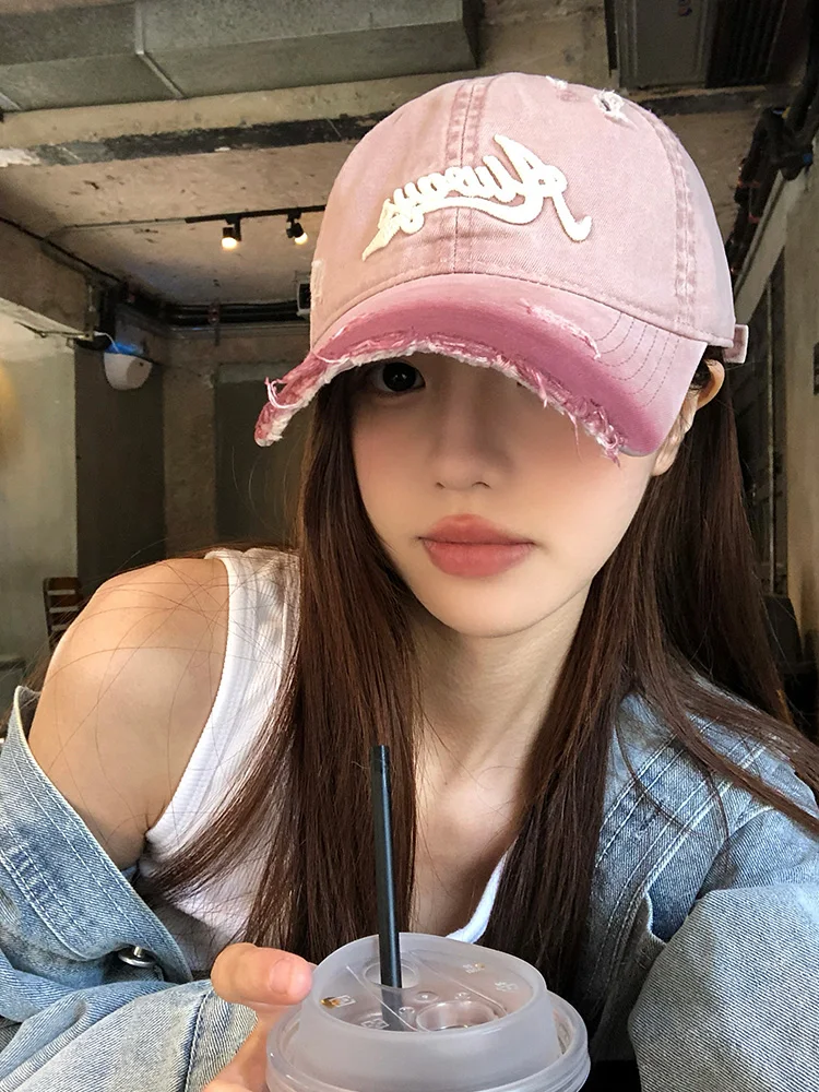 Retro Pink Baseball Cap Unisex Spring New Style Deepened Duckbill Hat Large Head Size for Men And Women Casual round Top