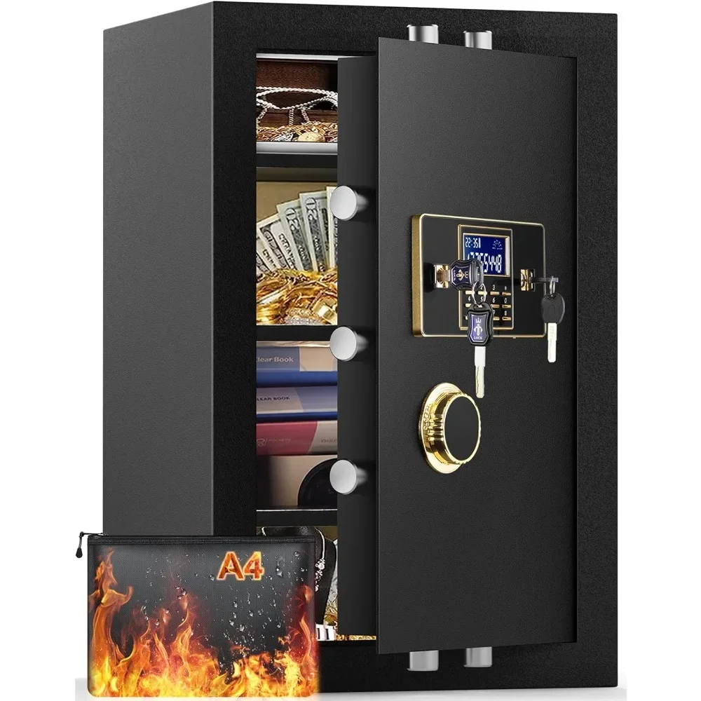 

Очень большой сейф 4,1 куб. футов, огнестойкий, водонепроницаемый, с огнестойкой сумкой для документов, 2 съемными полками, шкаф с замком