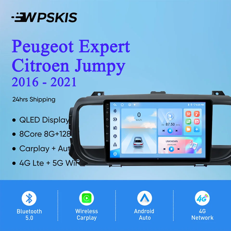 

For Peugeot Expert 2016 - 2021 Auto Stereo Radio Multimedia Video Player Navigation GPS Monitor Android 14 4G Lte WiFi Carplay