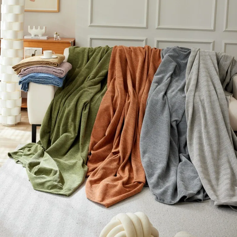 1pcs Solid Color Universal Chenille Sofa Cushion Anti Cat Scratch Seat Towel One Piece Full Coverage Blanket