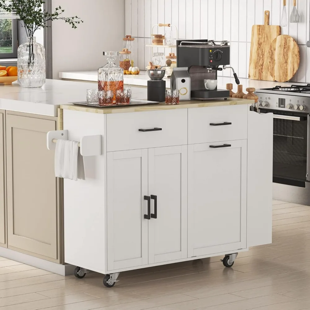 جزيرة المطبخ المتداول مع خزانة تخزين القمامة، درجين، جزيرة المطبخ مع أوراق السقوط، عربات جزر تخزين المطبخ مع 3 #3
