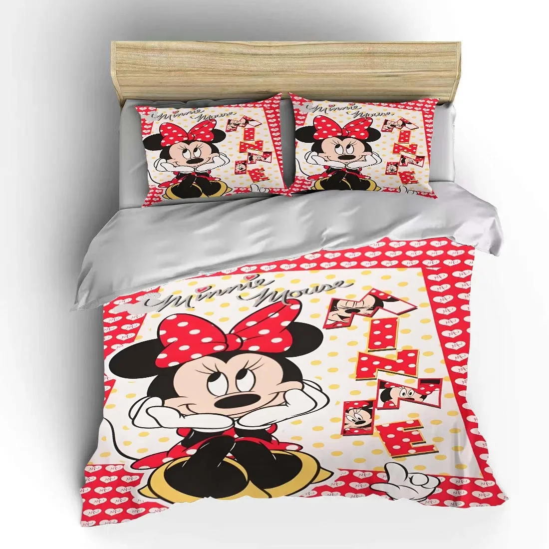 Mickey Minnie 3pcs Bedding Set Fluffy Cartoon Comforter Cover Soft Kids US Twin King Queen Size Bedding Set Baby Bedclothes