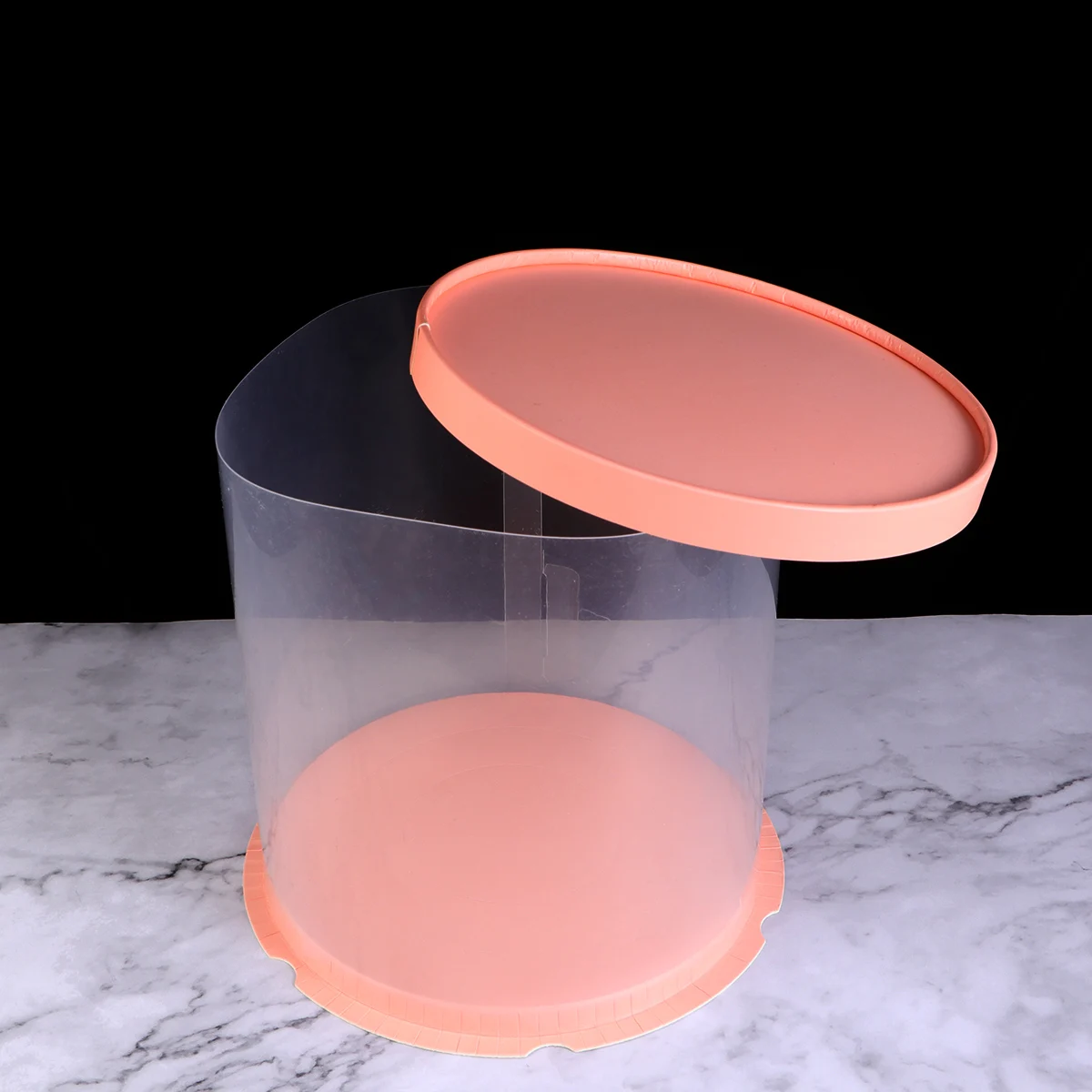 

Plastic Cake Box Round Cake Packaging Boxes Transparent Organizer for Home Dessert Shop (Pink, Double-layer) (6inch)