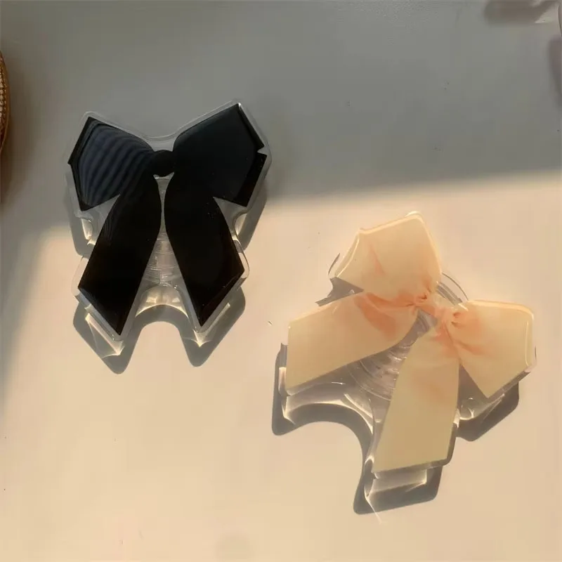 Support Griptok à nœud papillon noir, dessin animé coréen mignon, pour iPhone 16 Samsung, accessoires de téléphone universels, support de téléphone, support Tok