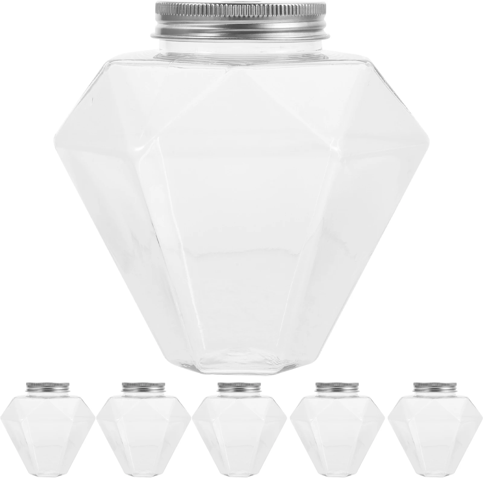 

6pcs 500ml Creative Transparent Diamond Bottles Juice Containers Refillable Milk Tea Plastic Bottles Safe Drink Bottle For Cafe