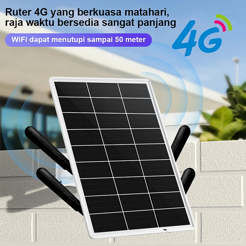 Solar Powered 4G LTE Modem Router Solar Powered WiFi Extender 300Mbps 164FT WiFi Range 365 Day Cyclic Power Supply for Camping