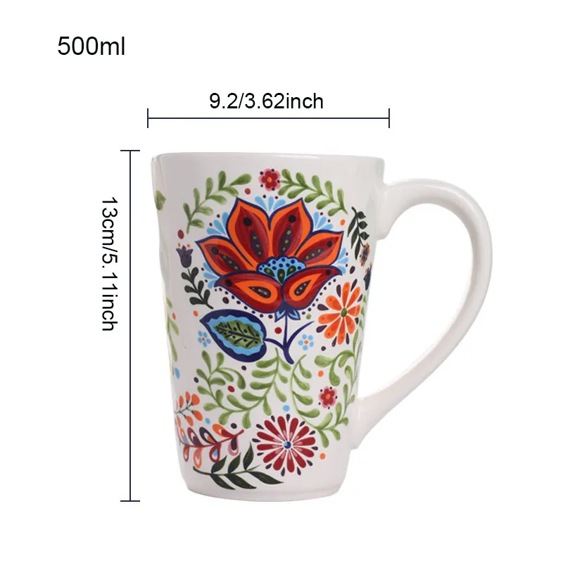 Creative Bohemia Mug Hand Painted Ceramic Tea Milk Stave Cups with Handle Coffee Drinkware Mugs Novelty Birthday Gifts