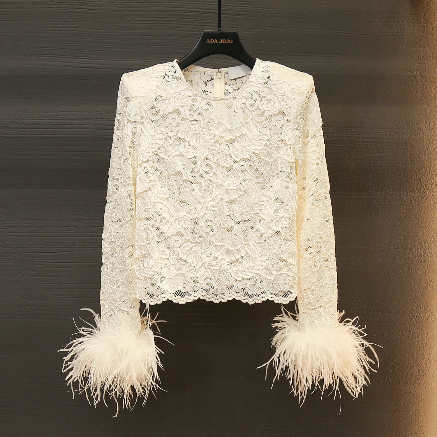 

MaSandeSP Home Новинка ранней весны: Элитное женское платье цвета слоновой кости с вышивкой, кружевом и перьями, длинный рукав, модное