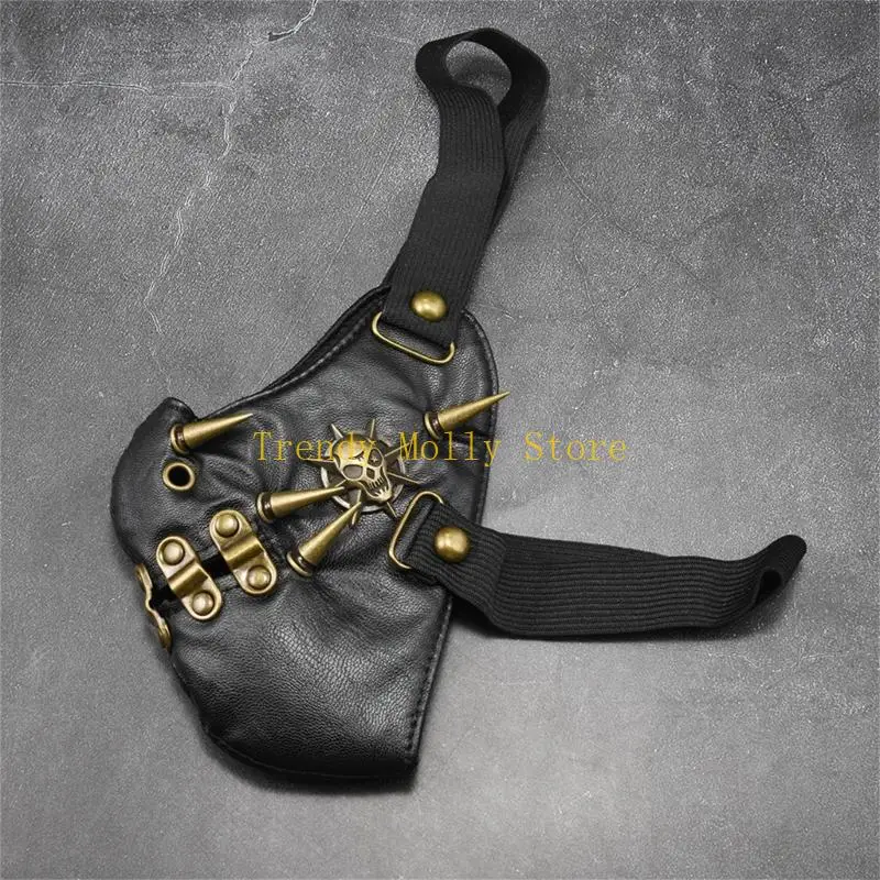 قناع الوجه N5KB Punk Rock Skull مع قناع قابل للتعديل وخفيف الوزن من سبيكة لهجات المهرجان للنساء والرجال