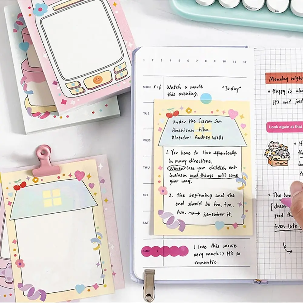 80Sheets Cute Non Sticky Non-Sticky Notes Stationery DIY Message Notes Multifunctional Memo Pad