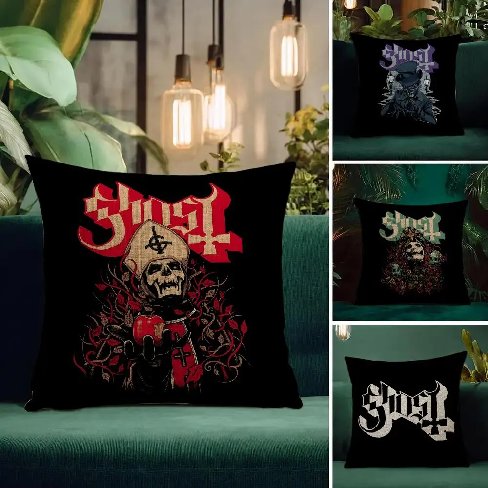 Band Ghost Cushion Cover Natural Linen Pillowcase Set All-in-One Decor Cushion Cover for Sofa Bedroom Chair