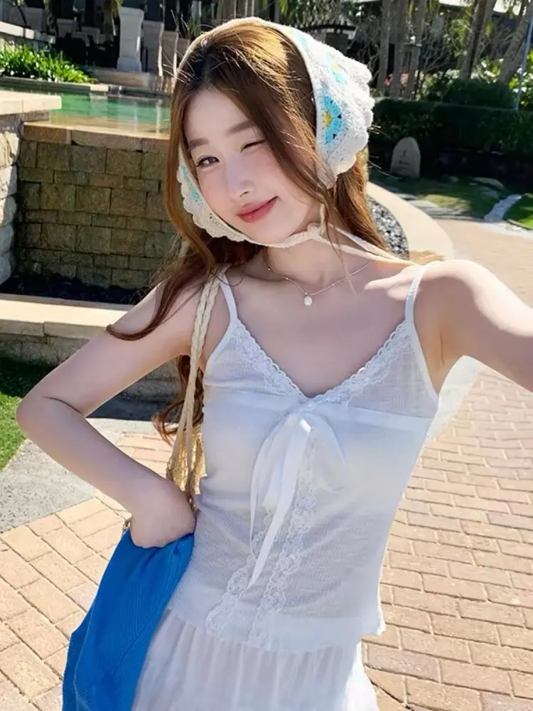 Women's Lace Crop Top Tank Summer New Style Slim Fit Underwear Base Shirt Big Size Fat MM Outdoor Wear Inner Match Cotton 95%...