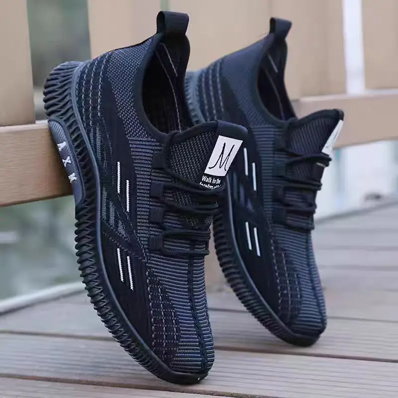 Men's Summer Beijing Cloth Shoes Anti-slip Breathable Mesh Soft Bottom Casual Sports Work Shoes round Toe Flat Heel Plastic Sole