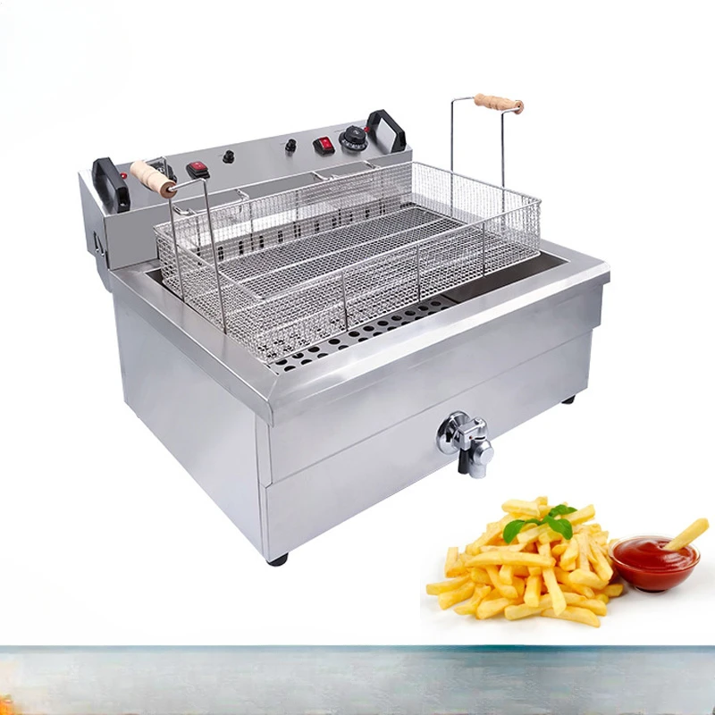 Friteuse électrique jetable pour chips, grande capacité, 20L, 30L, 220V, machine à frire avec vidange d'huile