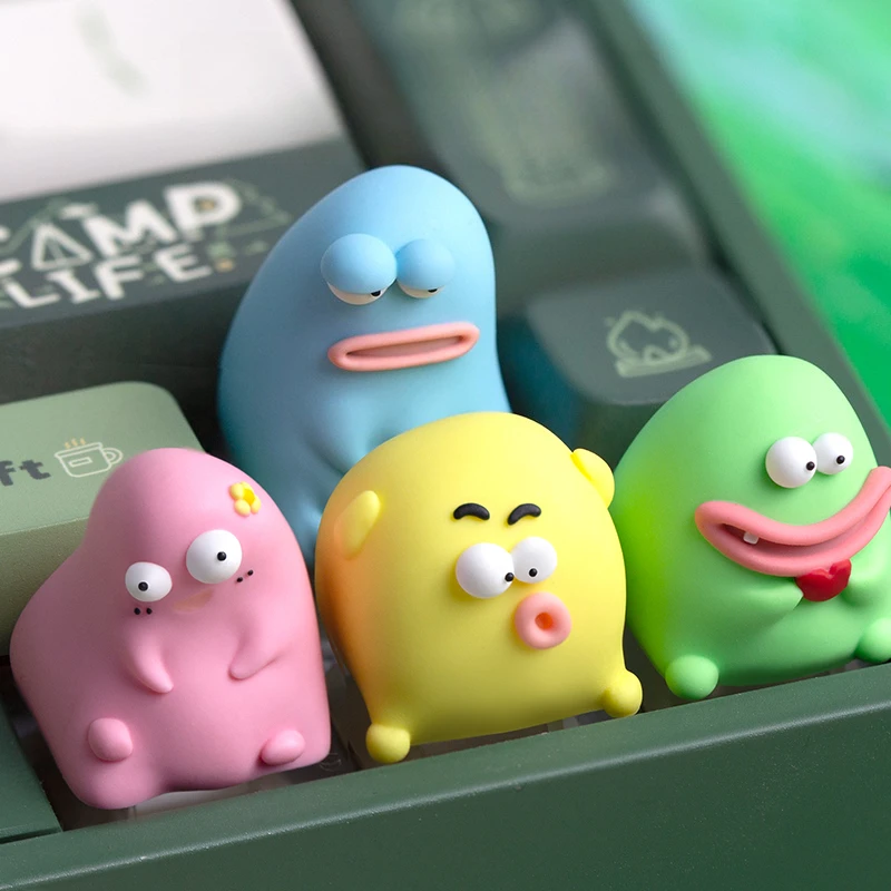 Cute Monster Artisan Keycaps 1 Pcs 3D Little Monster Resin Sculpted Custom Novelty Set for Mechanical Keyboard Cherry MX Kawaii
