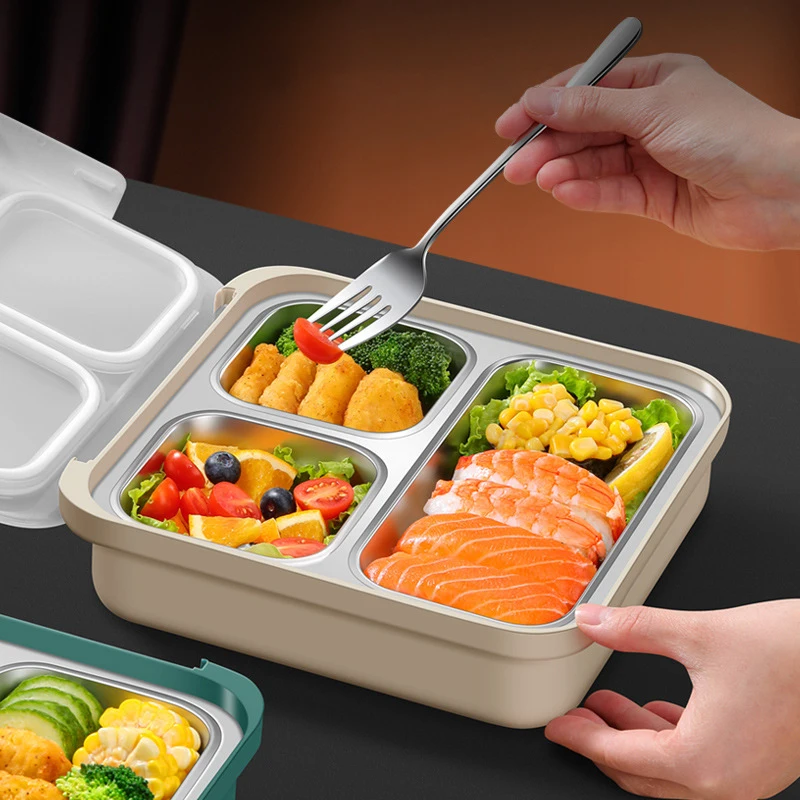 Imagem -04 - Isolado Lancheira Recipiente de Alimento Bandeja de Compartimento Portátil Bento Box Adicionar Água Aquecido Armazenamento de Almoço Aço Inoxidável 304