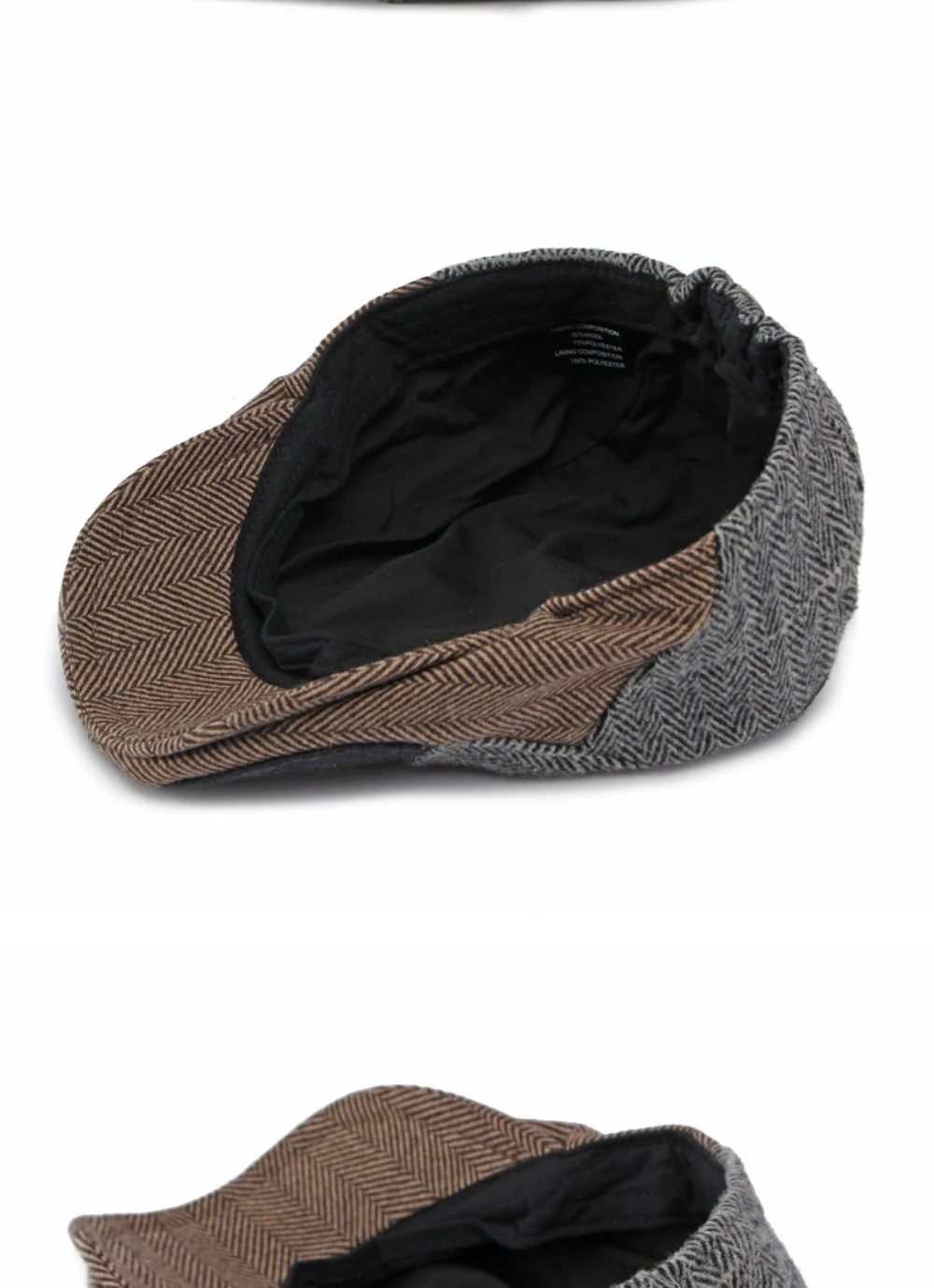 HT5157 Herren- und Damen-Baskenmütze, Retro-Patchwork-Künstlermütze, karierte Ivy-Flatcap, 2026 neue Herbst-Winter-Wollmütze – Detail 14