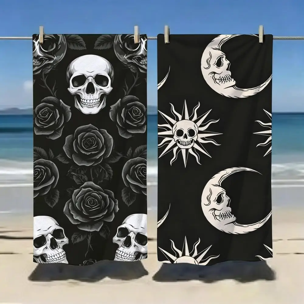 Dark Aesthetic Grunge Y2K Gothic Abstract Graphic Towel Microfiber soft Beach Towel for Travel Fitness Sauna Bathing Camping