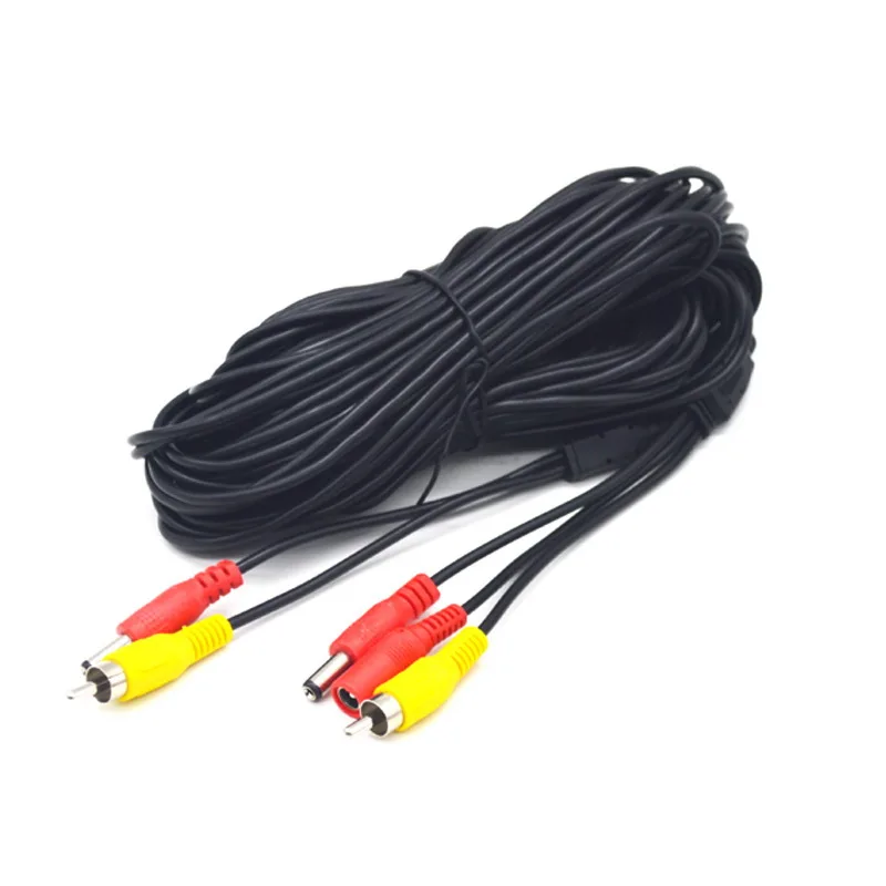 DC Power AV RCA Video Cable Extension Wire  for Car Truck Bus Rear Camera View Parking Home CCTV TV Parking Rearview Monitor