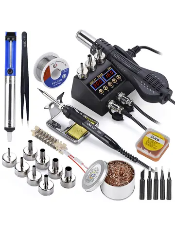 JCD 8898 750W Soldering Station 2 in 1 LCD Digital display Rework Welding Station Kit Soldering Iron Hot Air Repair Solder tools
