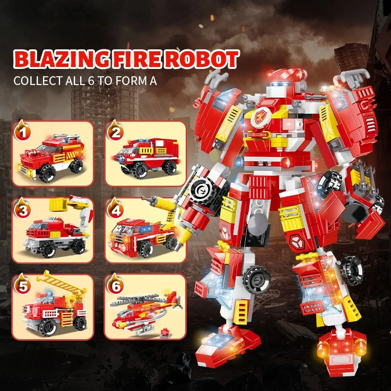 Fire Line Rescue Fire Small Particle assembly building block Boy Interactive Gift Model car