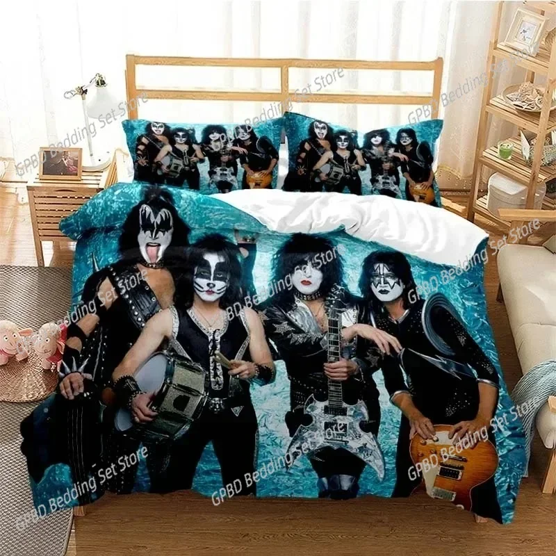 Kiss Rock Band Bedding Set Single Twin Double Queen King Cal King Size Bed Linen Set 2