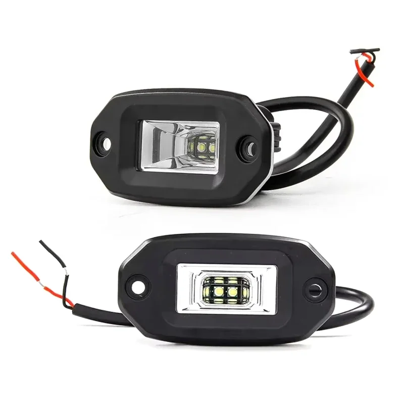 2x Work Light Bar Flush Mount LED Pods Flood Beam Led Driving Fog Lamp 6000K Waterproof for car Off-road SUV ATV 4WD 4X4