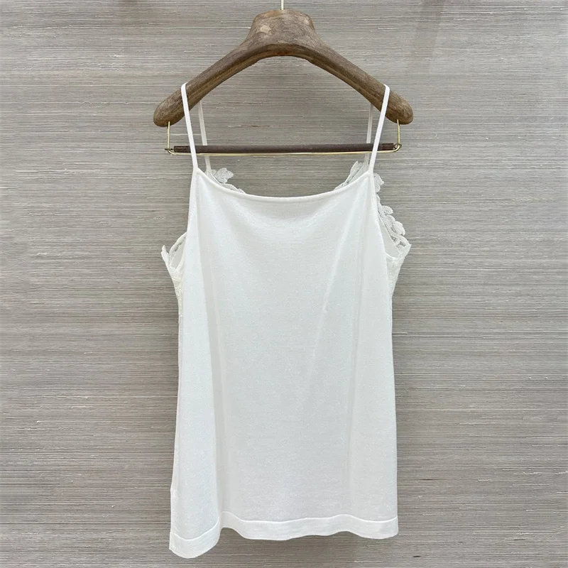 women's vest New elastic slim fit sleeveless top for autumn 2026 Lace patchwork suspender tanks top Wool blend women's corset