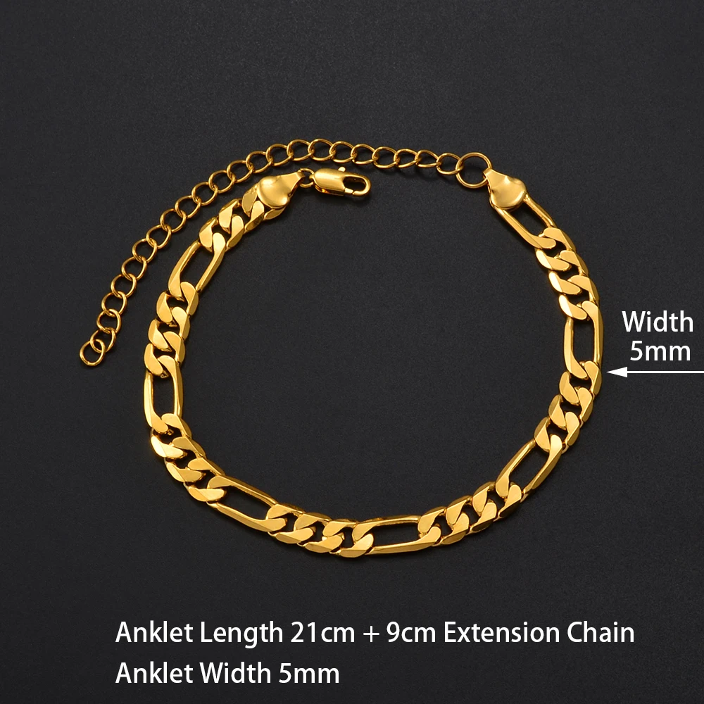 Anniyo طول 21 سنتيمتر + 9 سنتيمتر الذهب/الفضة اللون خلخال للنساء Ankleband مجوهرات سلسلة للقدم # 151916