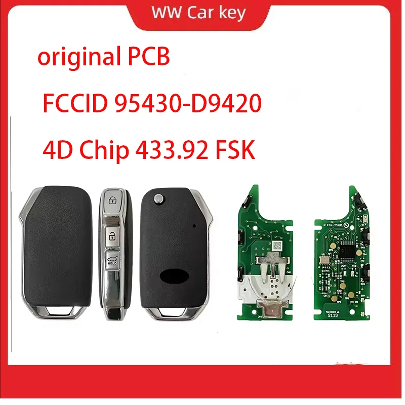 For Kia Sportage 2019 2020 2021 2022 Replacement 3Button Smart Remote Key FOB 433MHZ Original PCB Board 4D60 95430-D9420