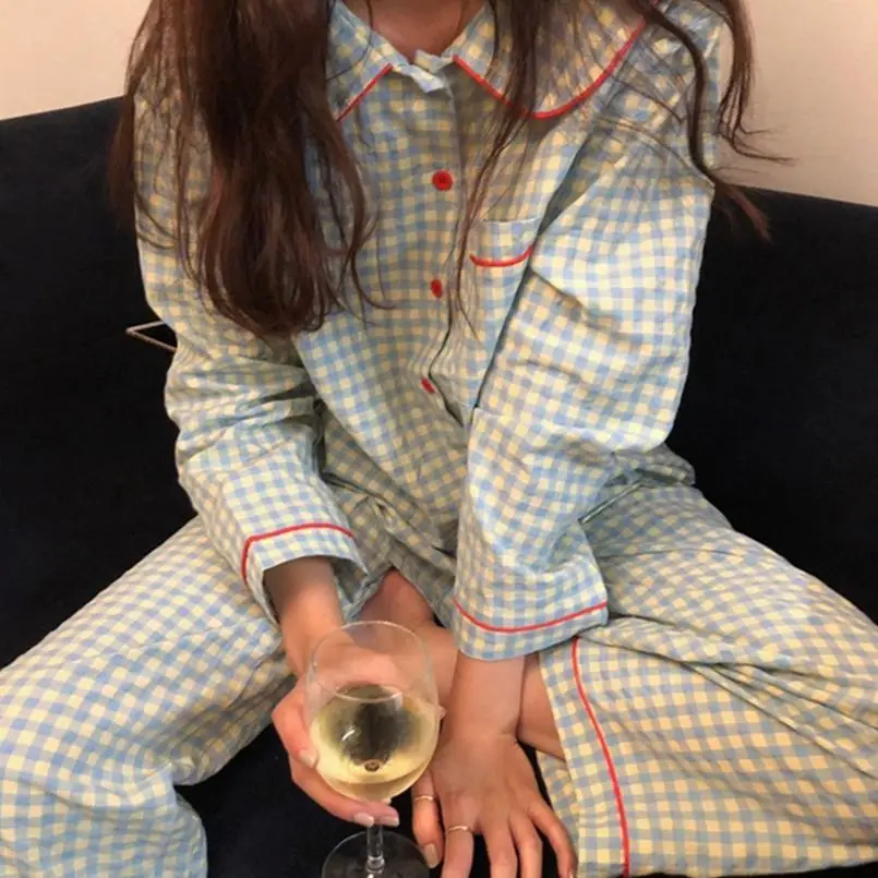 Ladies Spring Autumn Pajamas Long Sleeve Printed Sleepwear 2024 New Pyjamas Letter Cute Home Wear Loose Casual Nightdress Set