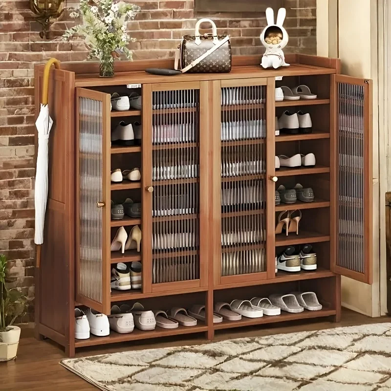 1PCS Double/three/four-door Bamboo Shoe Cabinet, Free-standing Installation, 7-layer Shoe Cabinet, Can Hold 18-36 Pairs of Shoes