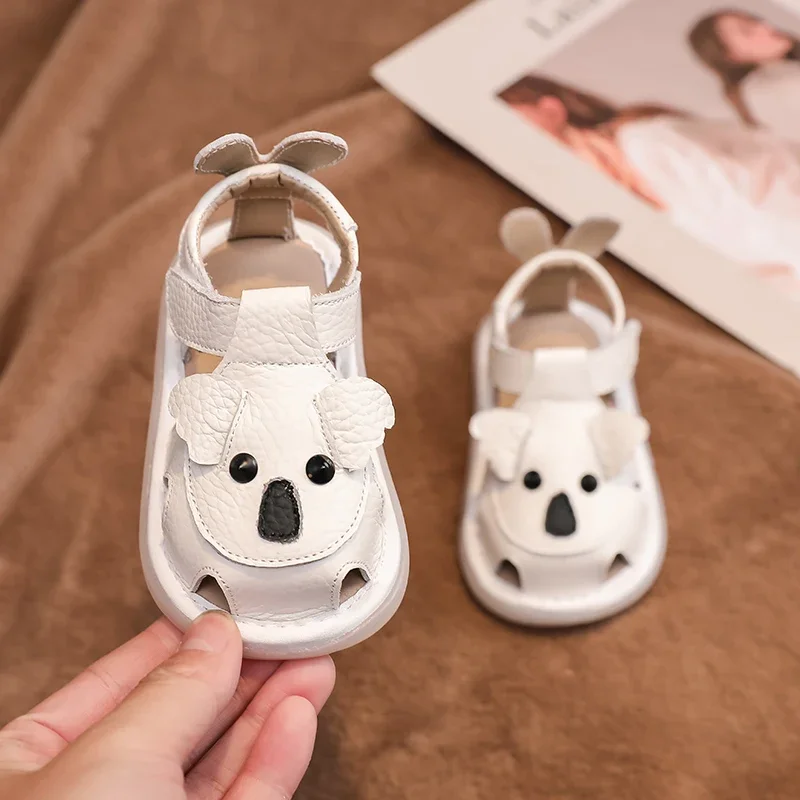 Baby Girls Boys Sandals Soft Sole Anti Slip Infant Toddler Shoes Summer Kids Genuine Leather Shoes Cartoon Child Beach Sandals