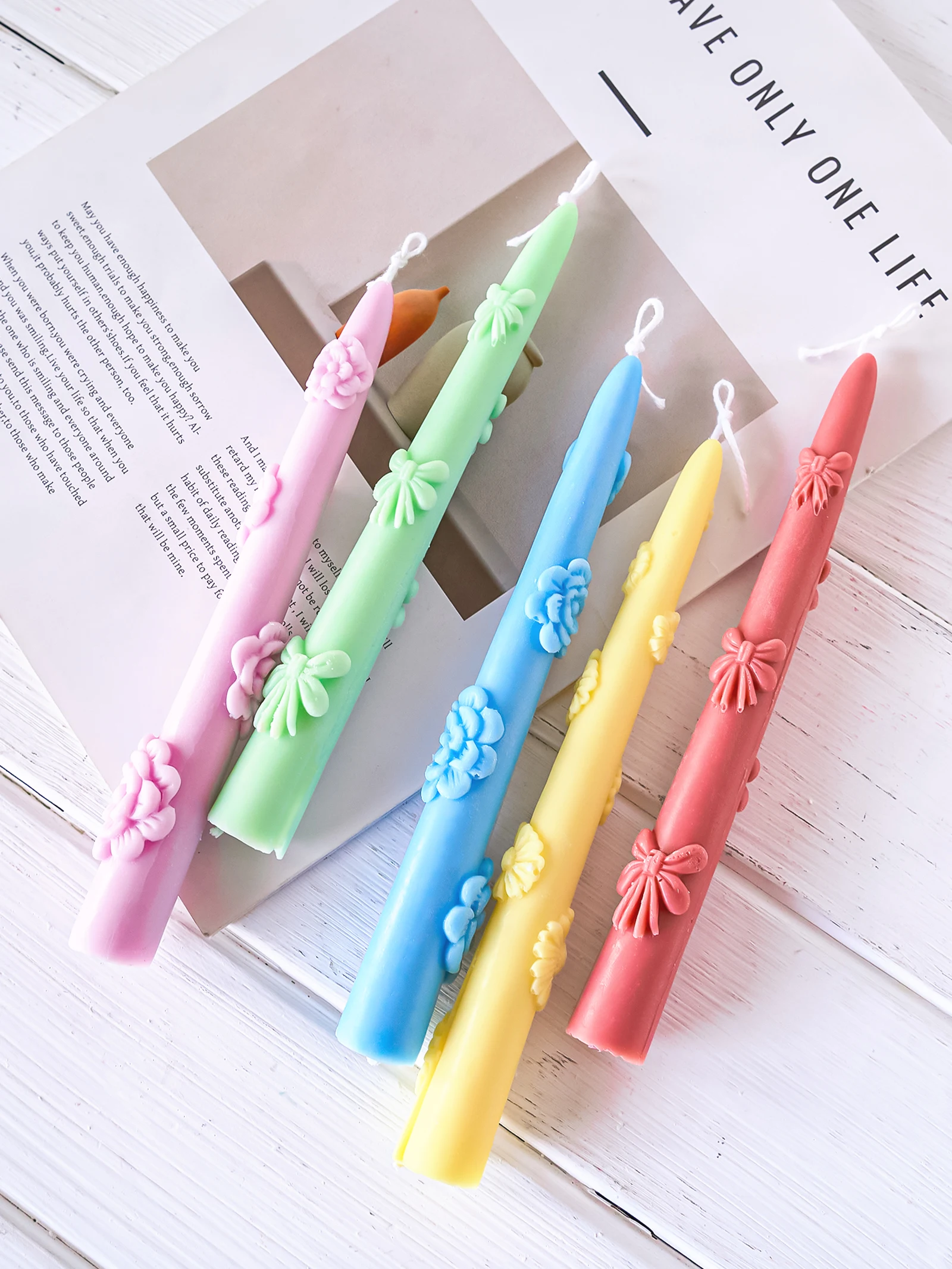 DIY Blume und Band Bogen Kerze Silikon Form Kreative Lange Stange Handgemachte Kerzen Ornament Machen Liefert Hause Dekoration Geschenke