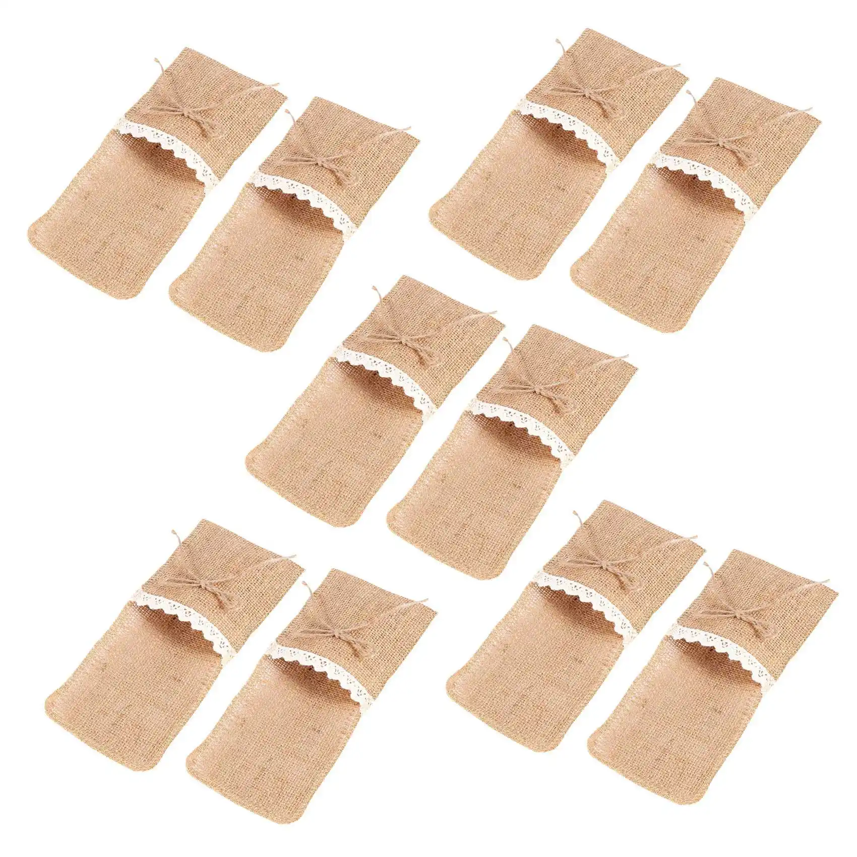 

HLZS-100PCS Country Wedding Table Silverware Holder Natural Burlap Cutlery Pockets Fork Pockets Rustic Wedding Decoration