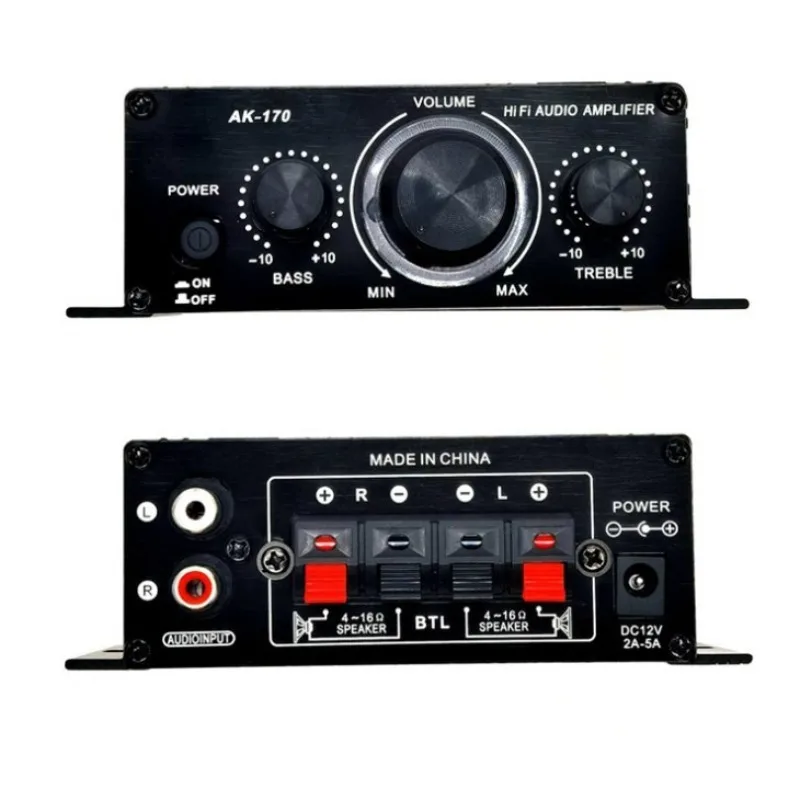 DC12V AK‑170 Mini Dual‑Channel Stereo Amplifier HiFi Audio Power Amp For Vehicle Car Home Desktop Speaker Audio System Kit