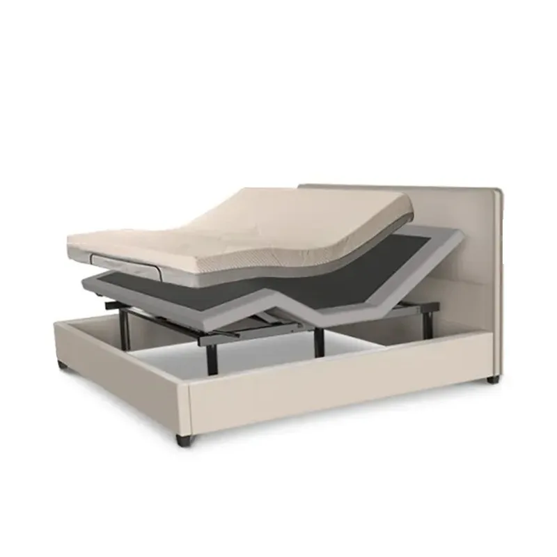 #Split King Size Modern Electric Adjustable Leather Soft Bed Frame Storage Foldable Design Massage Function Bed Surrounding