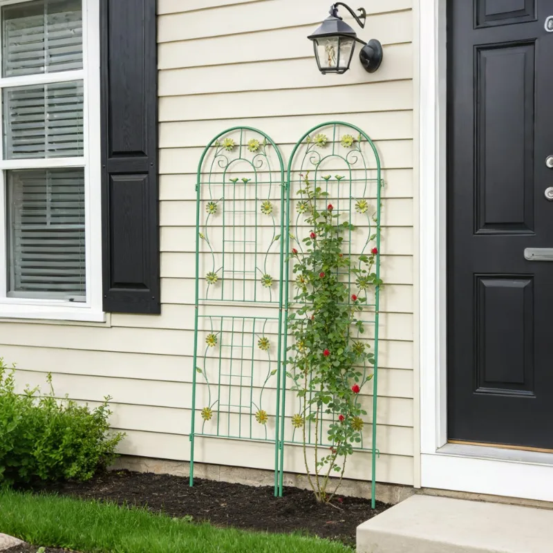 M2-piece metal garden flower stand rust-proof flower stand, suitable for climbing plants Outdoor flower support frame