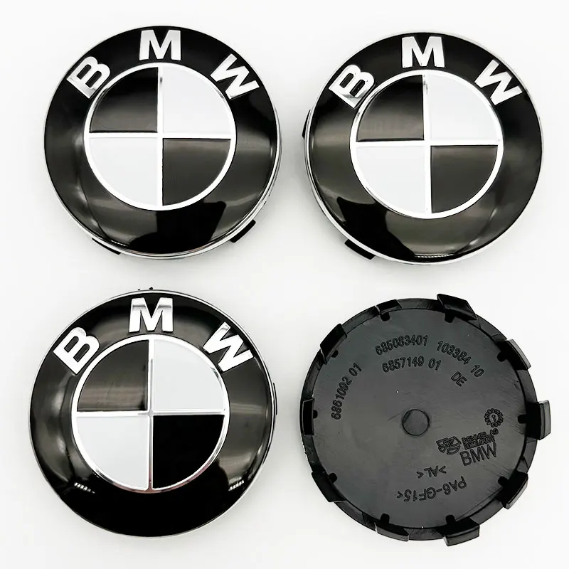 Black White 82mm BMW Logo Car Front Bonnet Hood Emblem 74mm Rear Badge 56mm 68mm Wheel Center Caps 45mm Steering Wheel Sticker