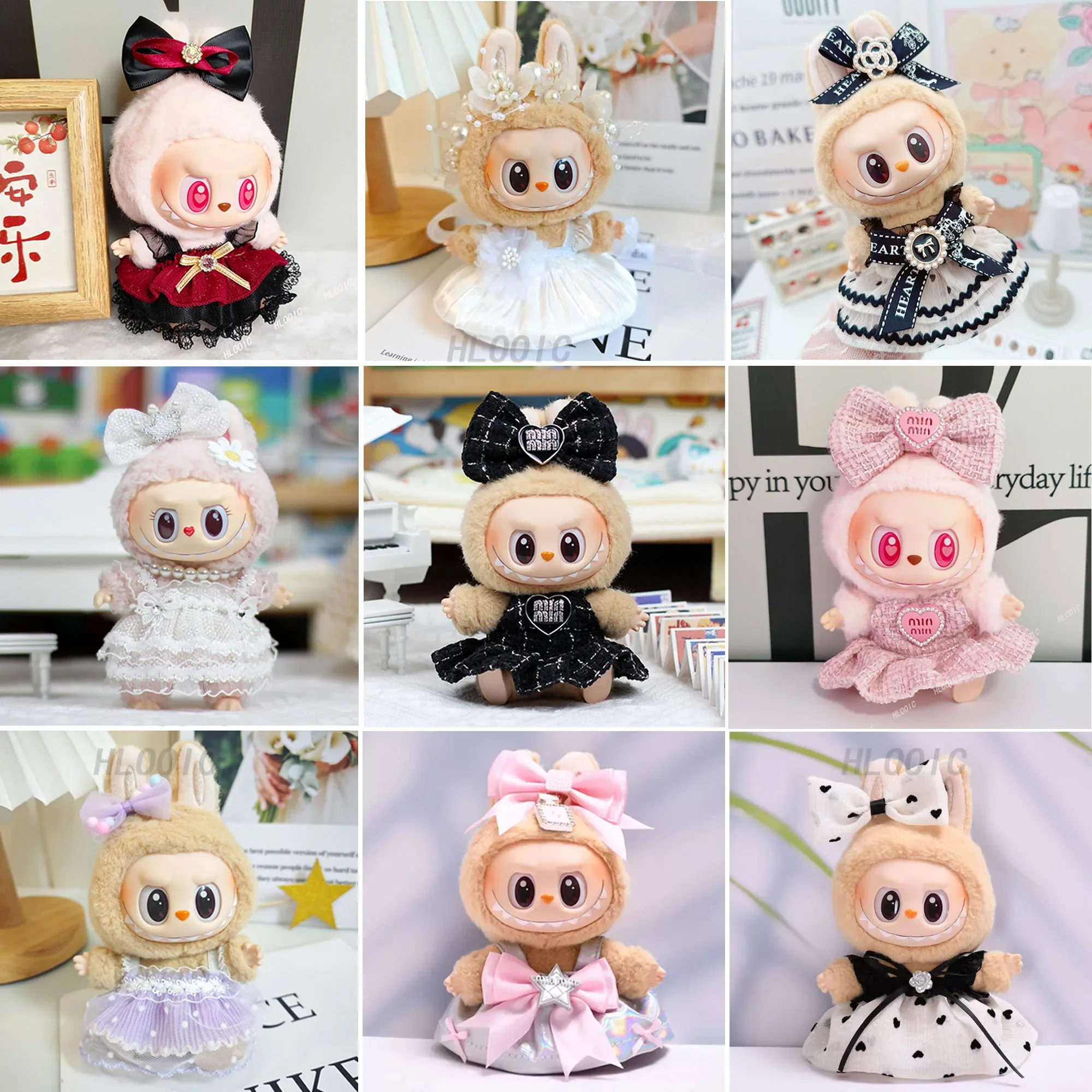 

Labubu I II Одежда для кукол Газовая юбка для горничной Одежда наряд Аксессуары для Кореи Kpop Labubu Idol V2 фиолетовое платье Одежда в подарок