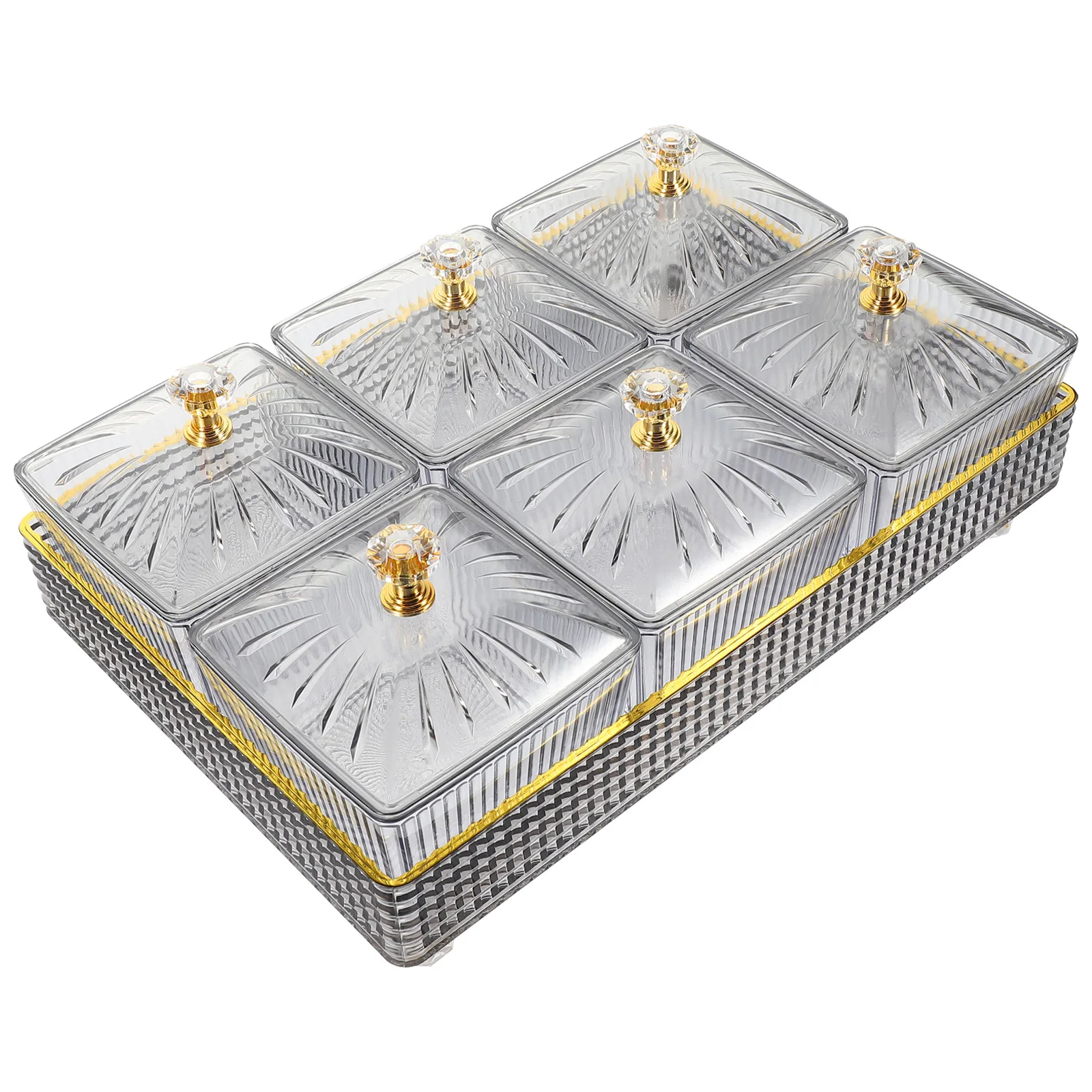 

6 Compartment Snack Tray Grey Plate for Home Bar KTV Party Safe Material Fruit Dish Household Snack ganizer Decorative