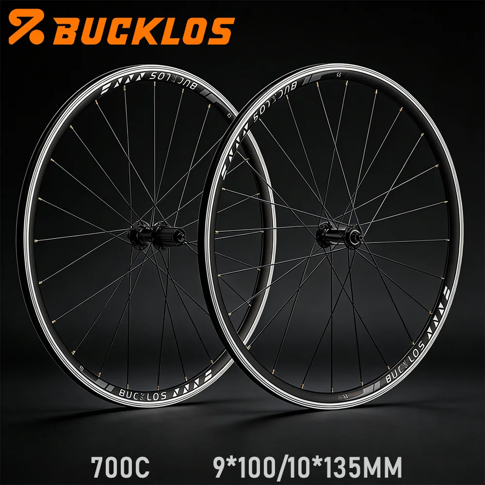 

BUCKLOS 700c Road Bike Wheelset V Brake Road Wheel 9*100mm Quick Release Bicycle Wheelset for Shimano HG Bicycle Wheels