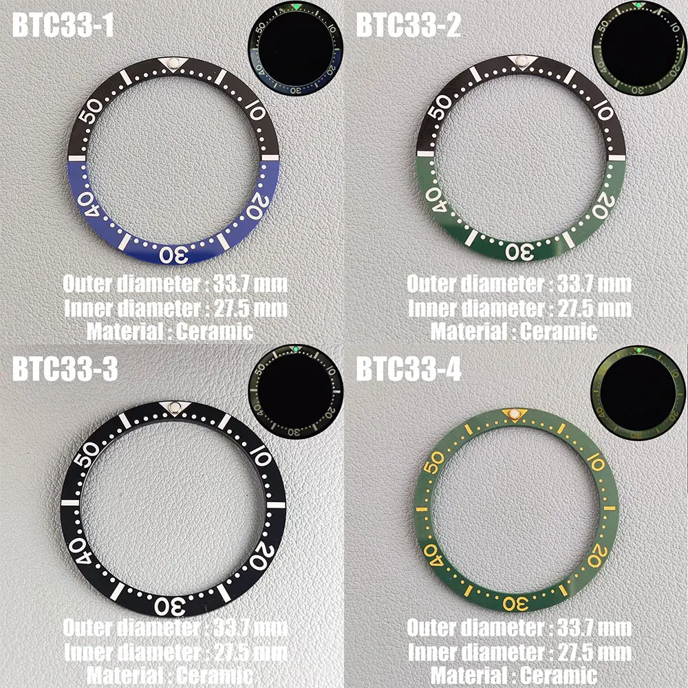 Watch Bezel  33.7MM*27.5MM Bezel Substitute Watch Insert Ring Luminous Watch Accessories Flat High-quality Ceramic