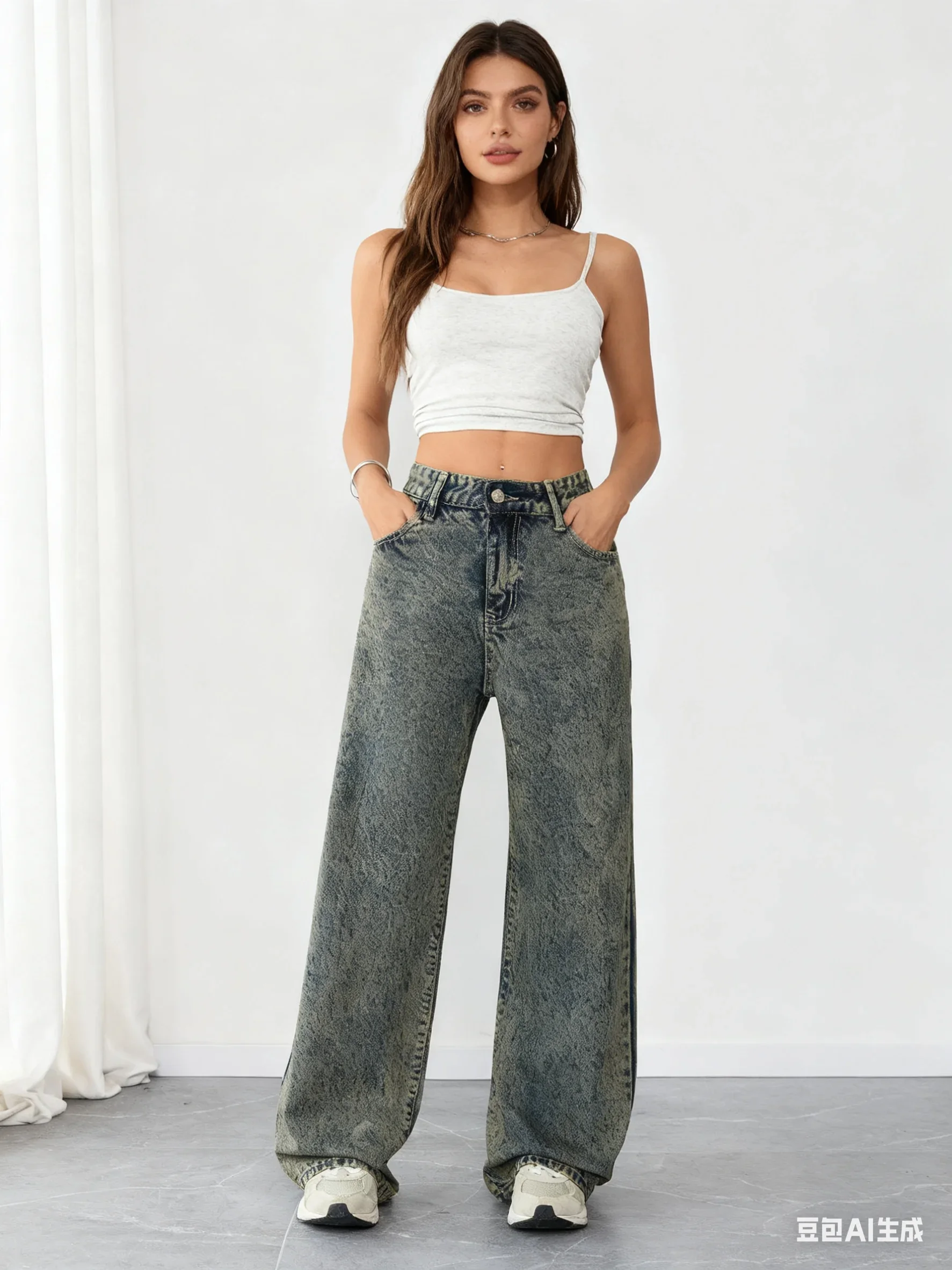 Pantalon en jean Y2K pour femmes, coupe ample, Style de rue, vêtements tendance