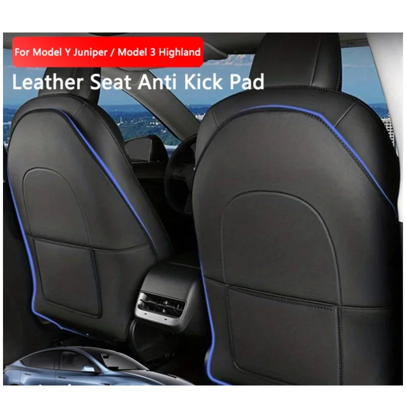For Car Seat Anti Kick Pad For Tesla Model Y Juniper Leather Full Surround Seat Back Anti Scratch Protector Car Interior Accesso