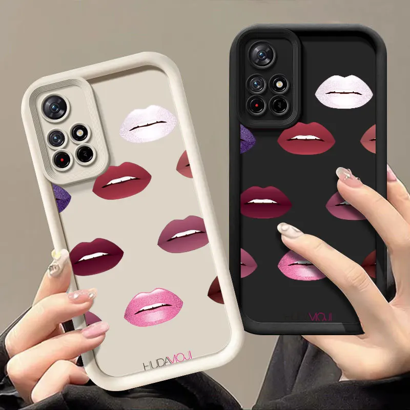 Sexy Girl Red Lips Fashine Case For Redmi NOTE 10C 11 11T 12 12S 12C 13 13C A1 A2 A3 K40 K50 PRO PLUS 4G 5G Soft Cover Funda