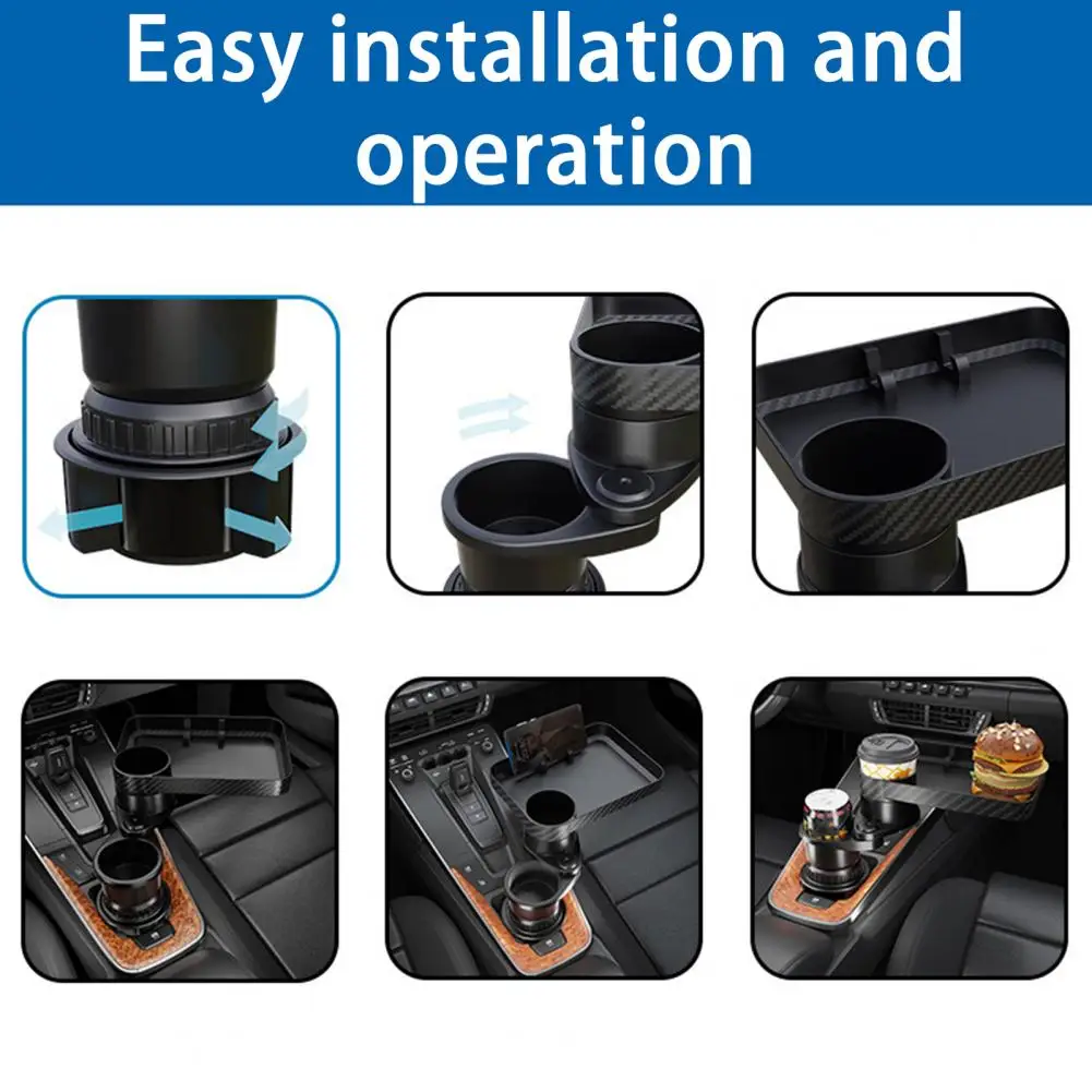 

Rotating Cup Holder Tray Versatile Car Cup Holder Tray 3-in-1 Food Table 360° Rotate Anti-slip Auto Drink Holder