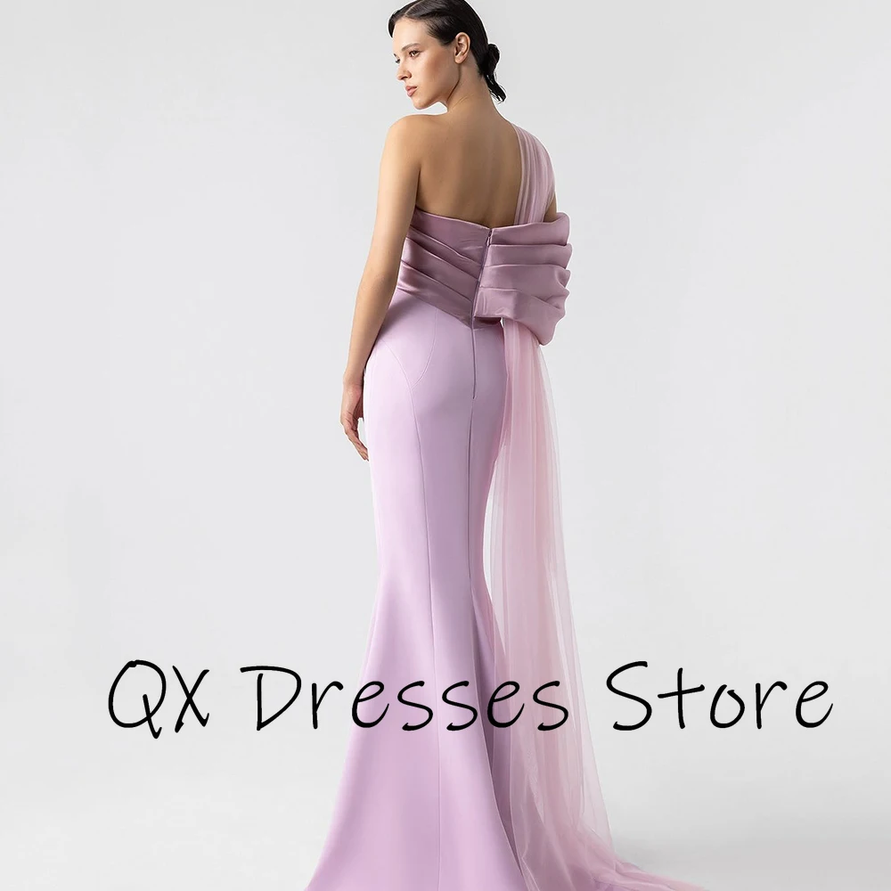 사용자 정의 간단한 원 숄더 저지 이브닝 드레스 스윕 트레인 민소매 인어 파티 드레스 섹시한 바닥 길이 댄스 파티 드레스