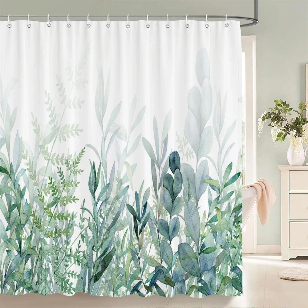 Flowers Grass Green Plants Waterproof Shower Curtains For Bathroom Bath Curtains Multi-size 240*180CM 3D Print Shower Curtain