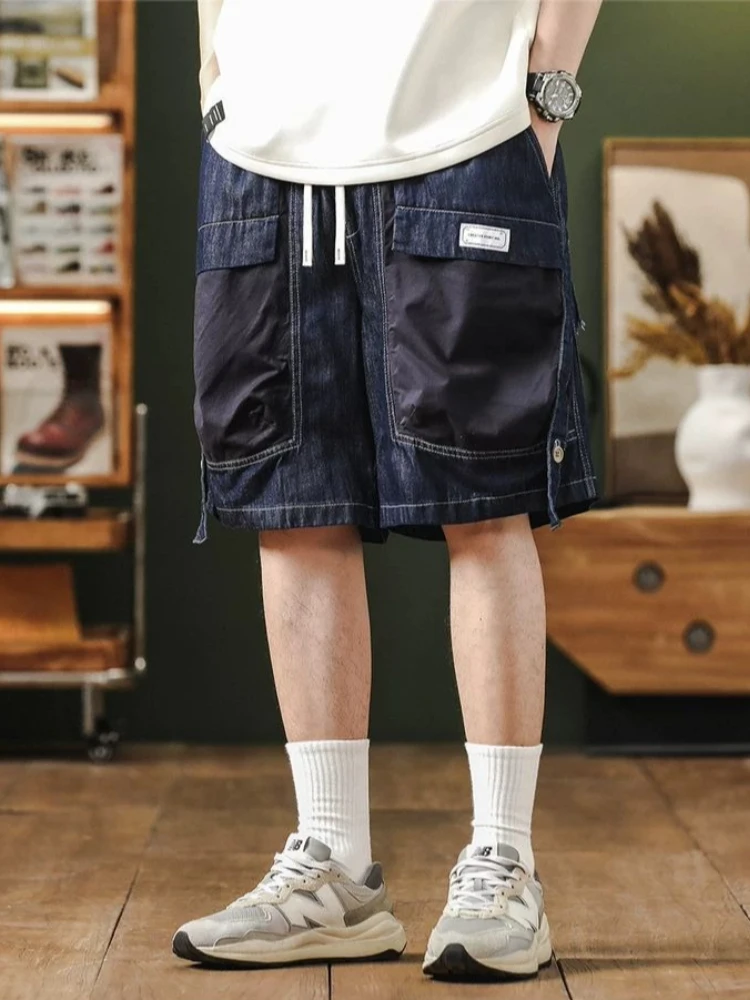 Men's Trendy American Inspired Denim Shorts Multi Functional Cargo Design Mid Length for Summer 2026